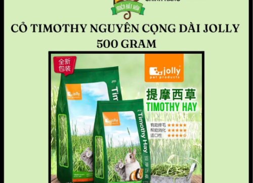 Thức ăn thỏ bọ - Cỏ khô timothy nguyên cọng dài chính hãng Jolly 500 gram dành cho thỏ, bọ, chinchilla