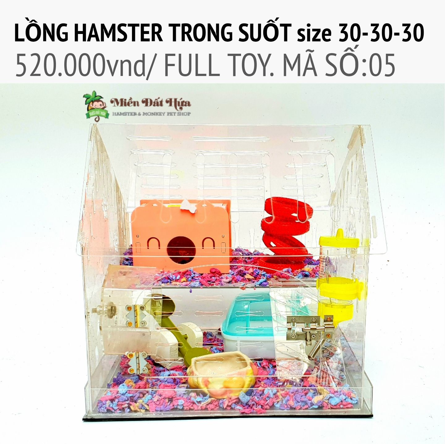 LỒNG hamster trong suốt size 30-30-30 ms05