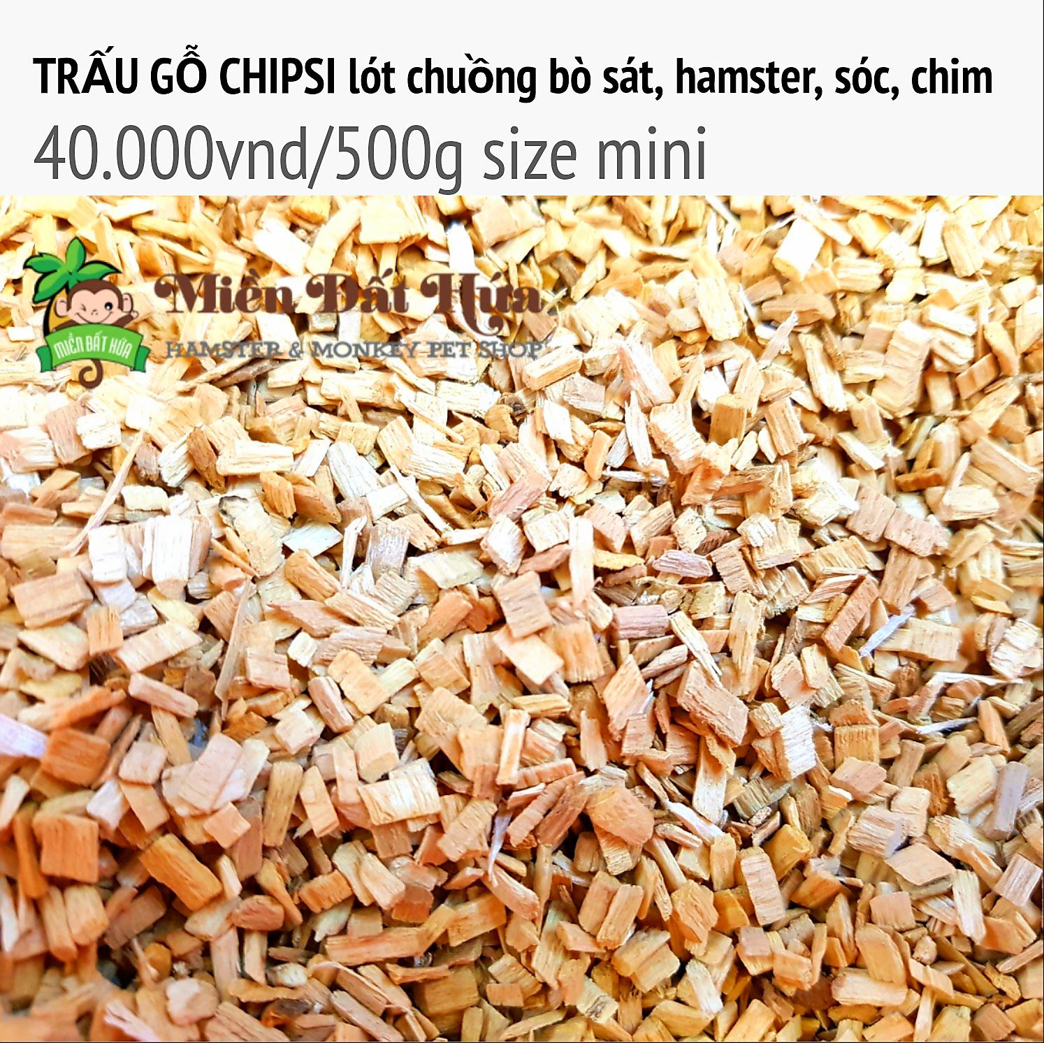 Trấu gỗ chipsi lót chuồng size mini 500g