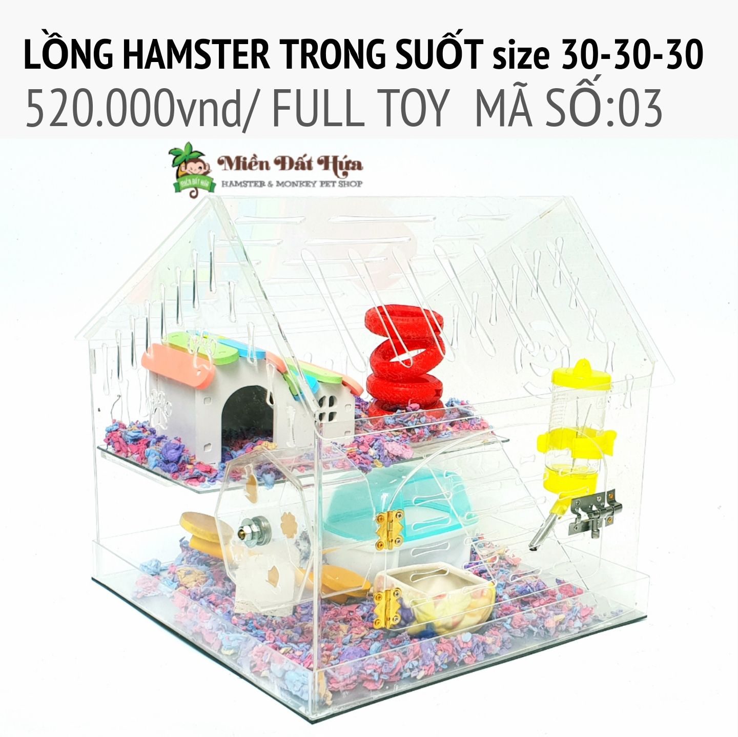 LỒNG hamster trong suốt size 30-30-30 ms03