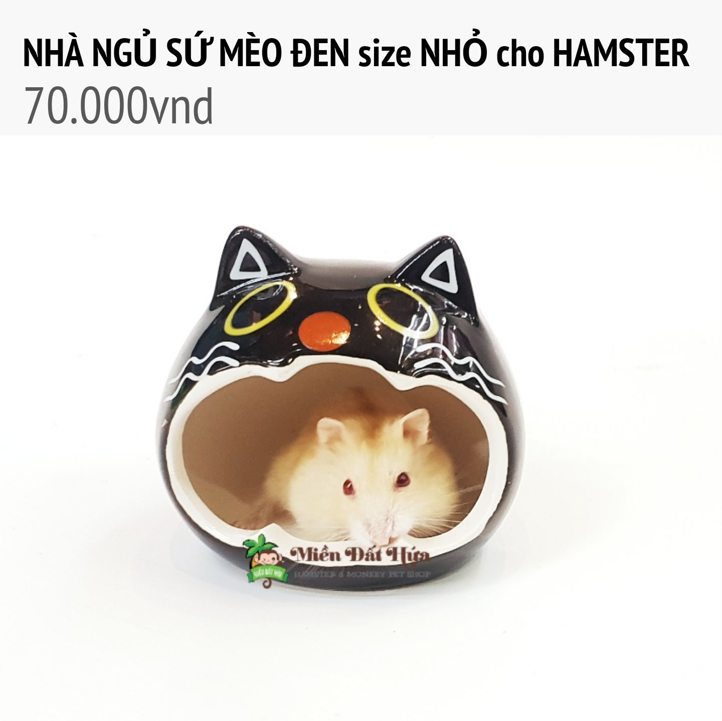 NHÀ NGỦ SỨ MÈO ĐEN cho hamster size nhỏ