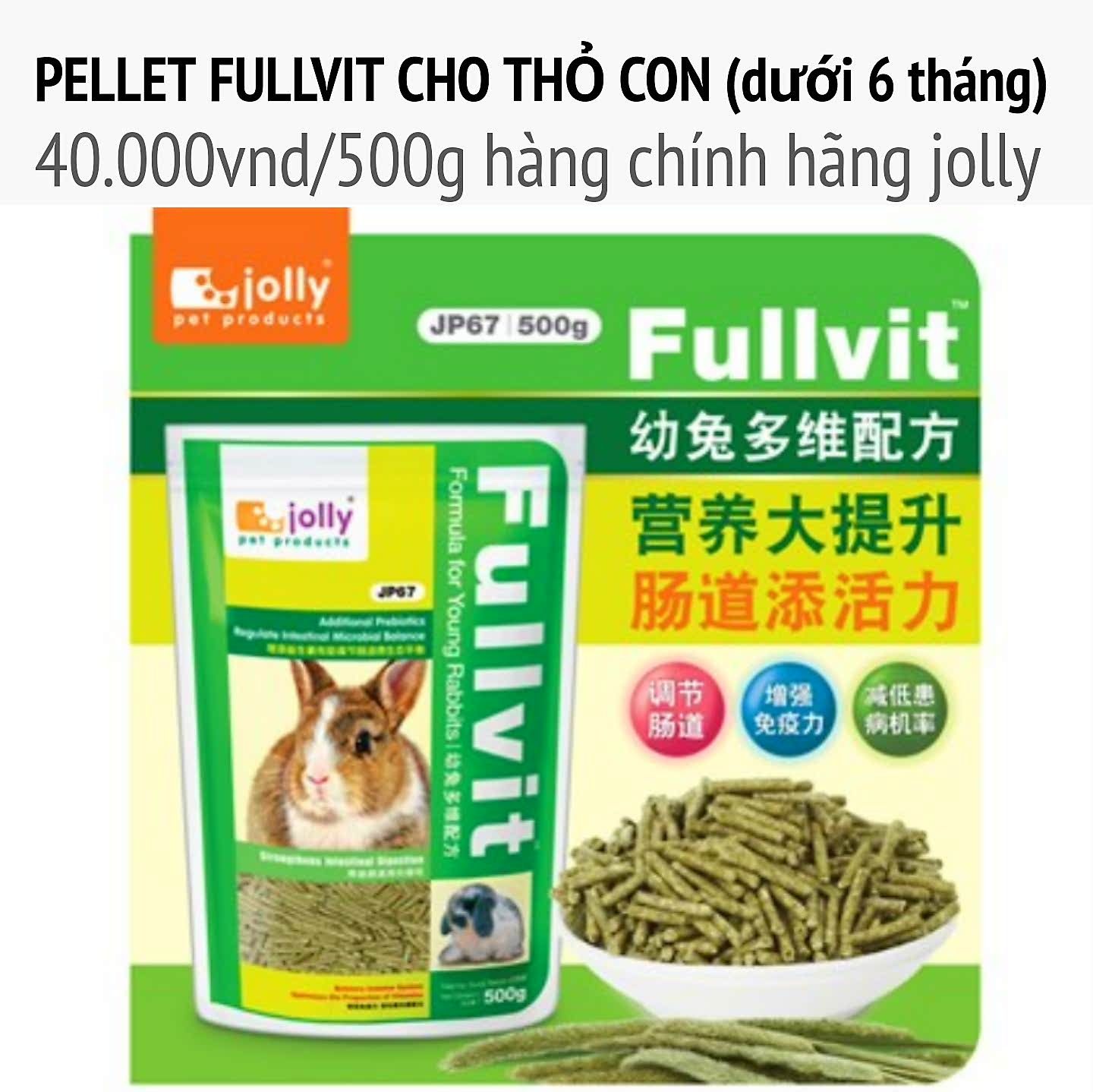 Pellet fullvit cho thỏ bọ dưới 6 tháng 500g